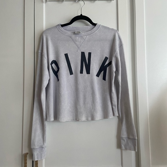 PINK VICTORIA'S SECRET Waffle Knit Long Sleeve Tee Tie Dye SIZE S - Picture 4 of 9